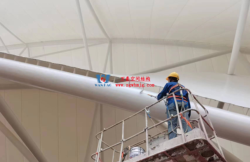 陜西定邊馬蓮灘沙漠公園鋼膜結(jié)構(gòu)工程“奮力快跑”，工程“進(jìn)度條”刷新了!